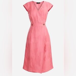 J Crew Linen-Cupro Sheath Wrap Dress